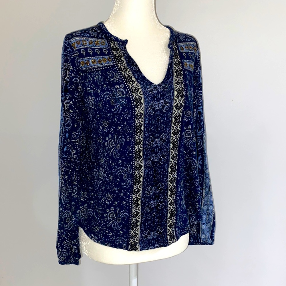 Lucky brand blue boho T-shirt